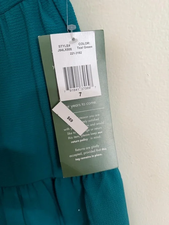 B. Smart Women’s Size 7 Teal Puff-Sleeve Tiered Mini Dress - Picture 7 of 12